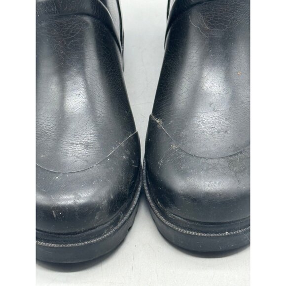 Michael Kors Women's Gold Logo Tall Rain Boots Wellies Black Buckle Boot Size 6 - Picture 6 of 10